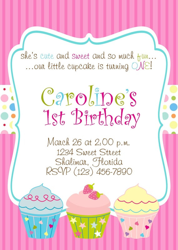 Cupcake 5x7 Printable Party Invitation Girl