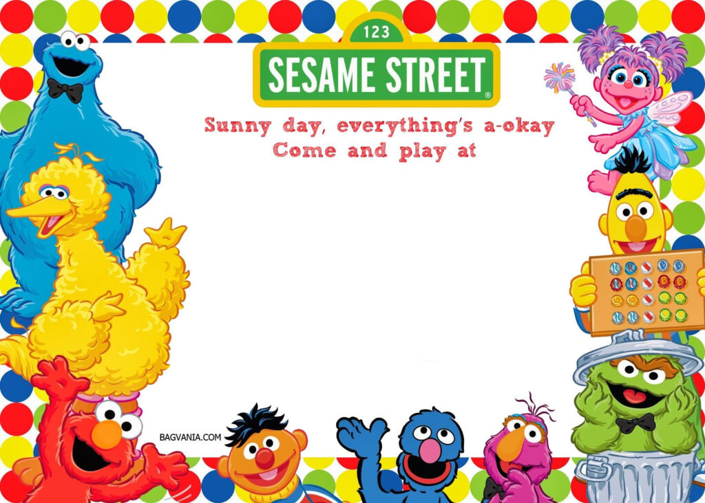 Download FREE Printable Sesame Street 1st Birthday Invitations 