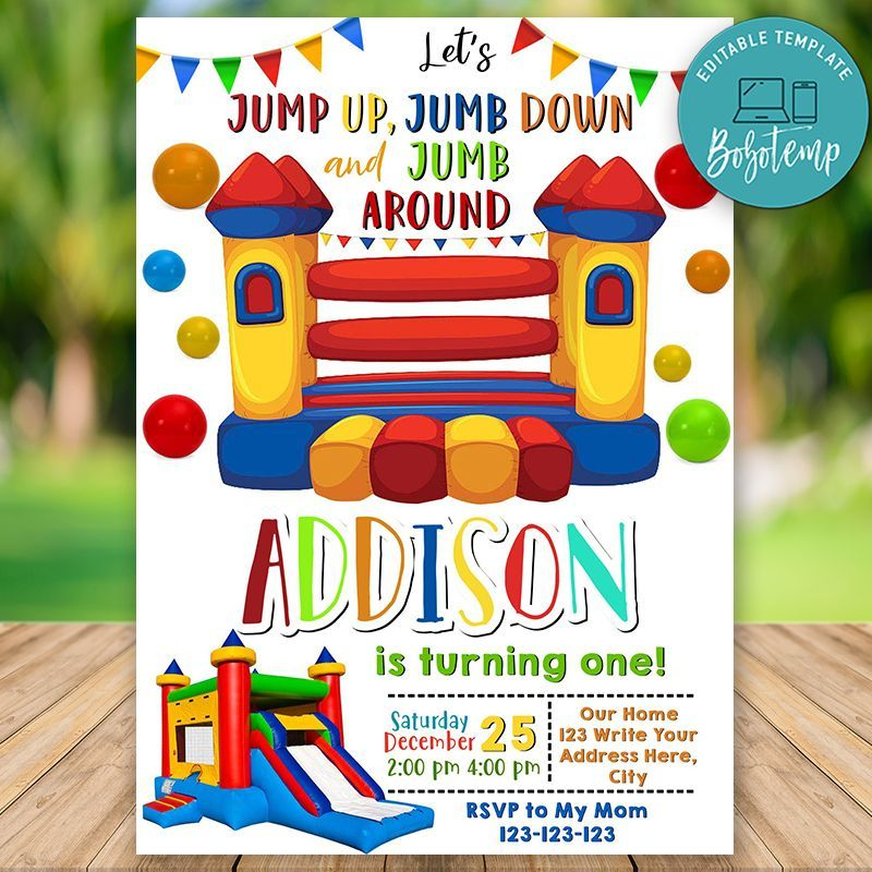 Editable Bounce House Birthday Invitation Instant Download Trong 2020