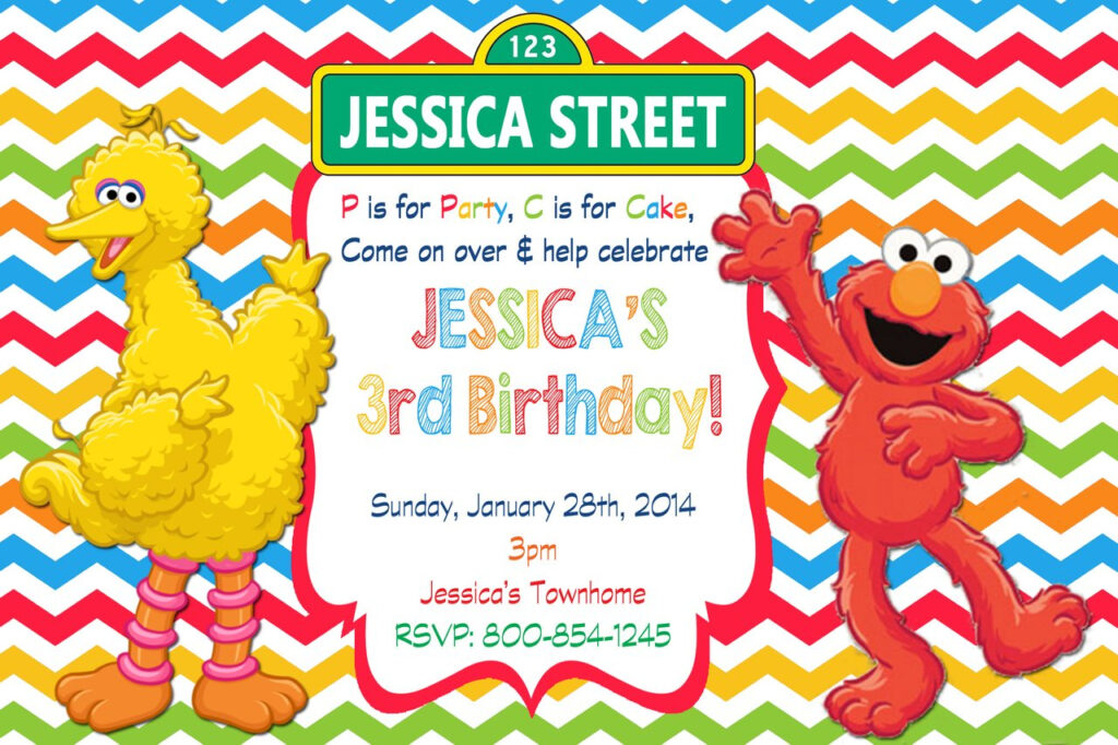 Elmo Sesame Street Birthday Party Invitations Drevio Invitations Design