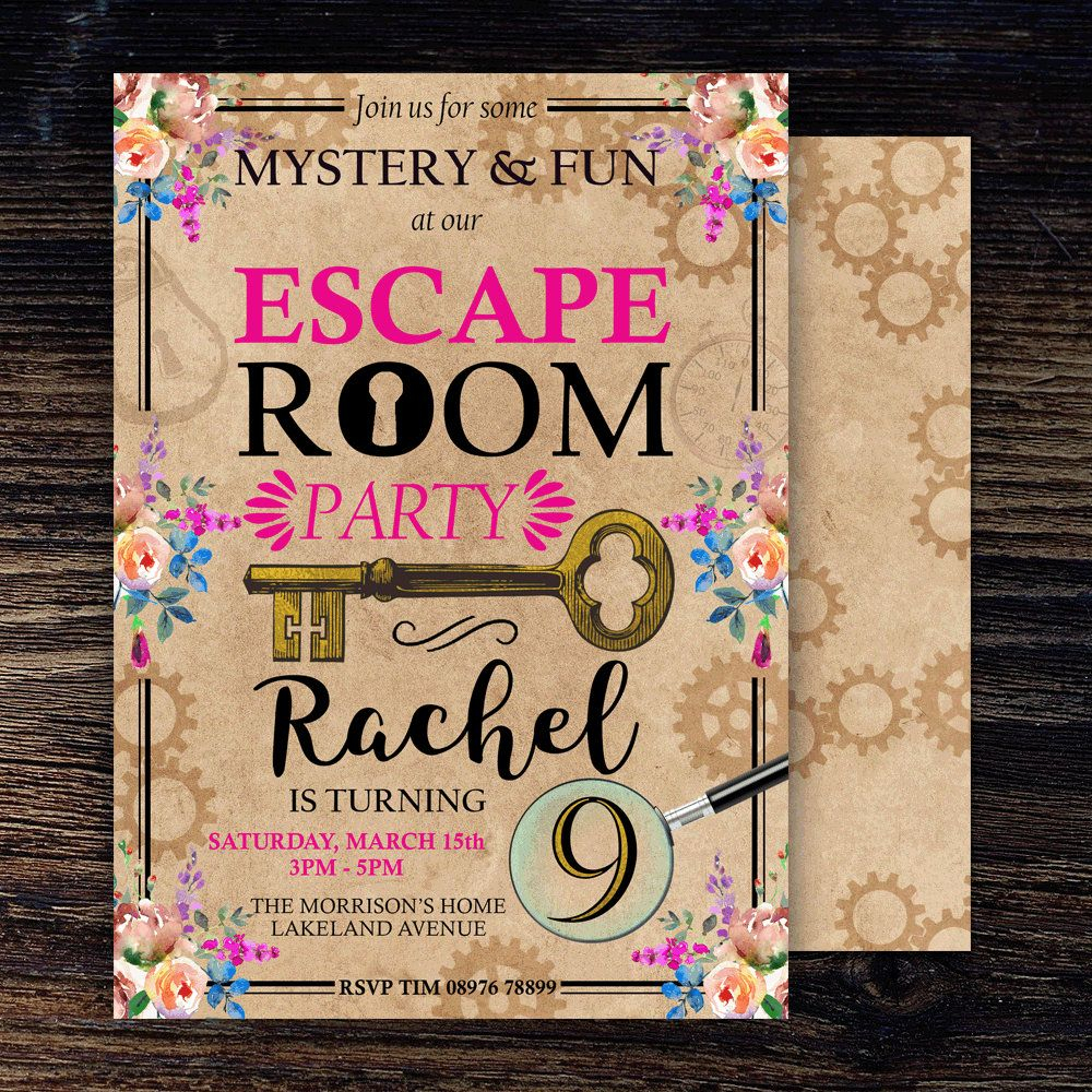 Escape Room Birthday Invitation Girls Escape Room Invite Escape Room 