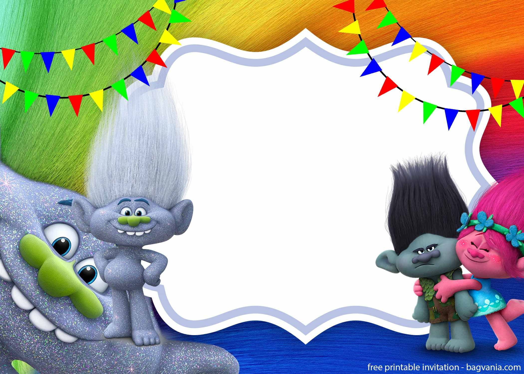 Free Download Trolls Invitation Template Diy Birthday Invitations