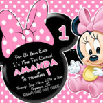 FREE Minnie Mouse First Birthday Invitations Printable FREE