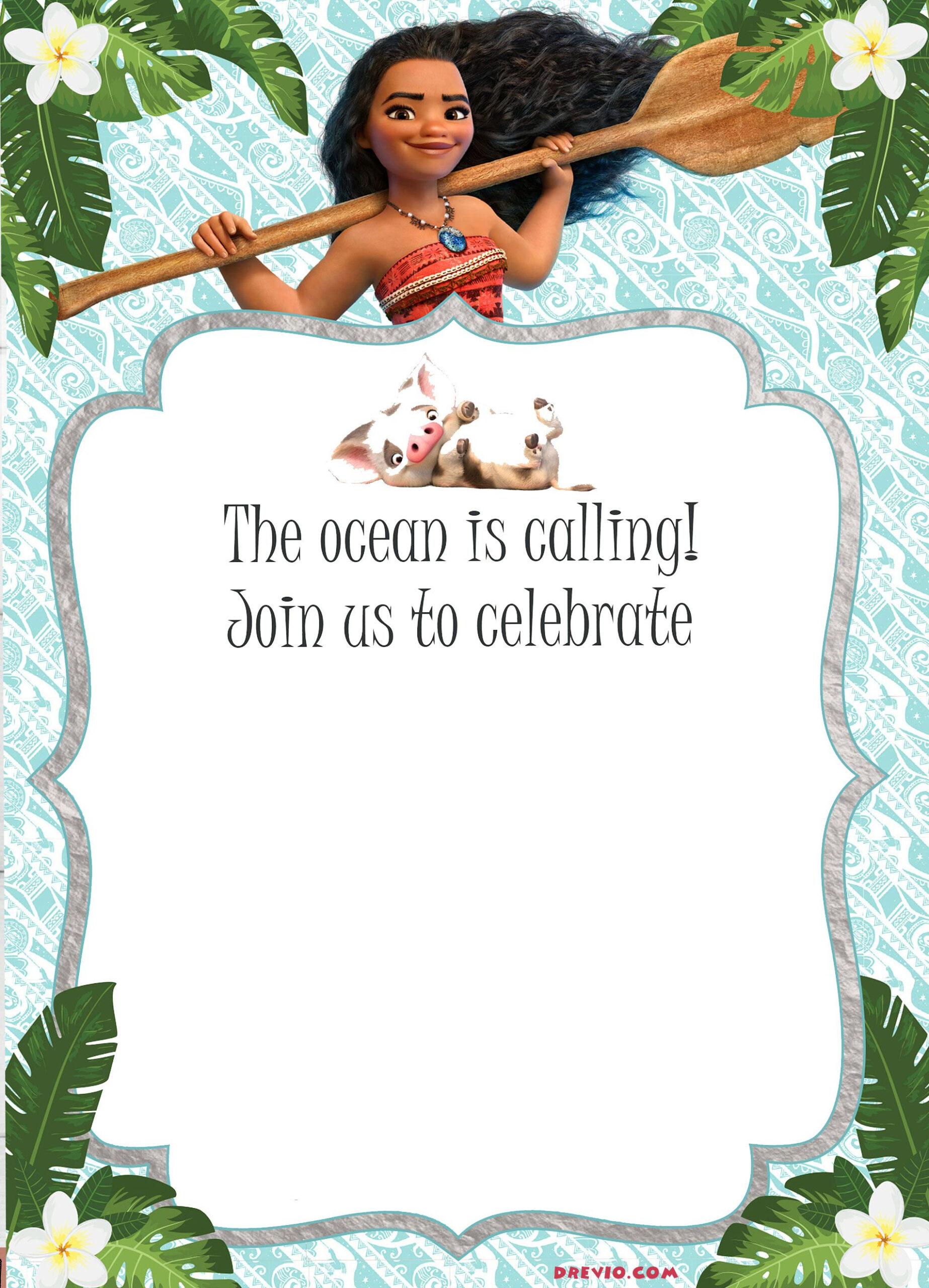 Free Moana Birthday Invitation Template Moana Birthday Invitation