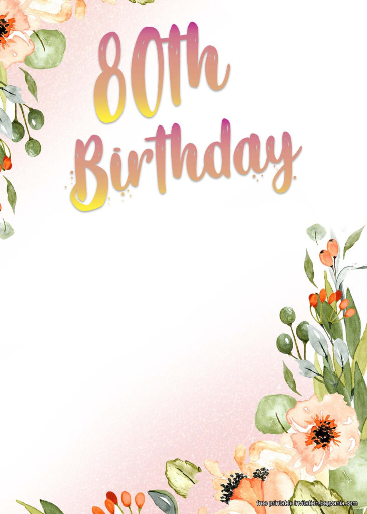 FREE Printable 80th Birthday Invitation Templates Birthday Invitation 