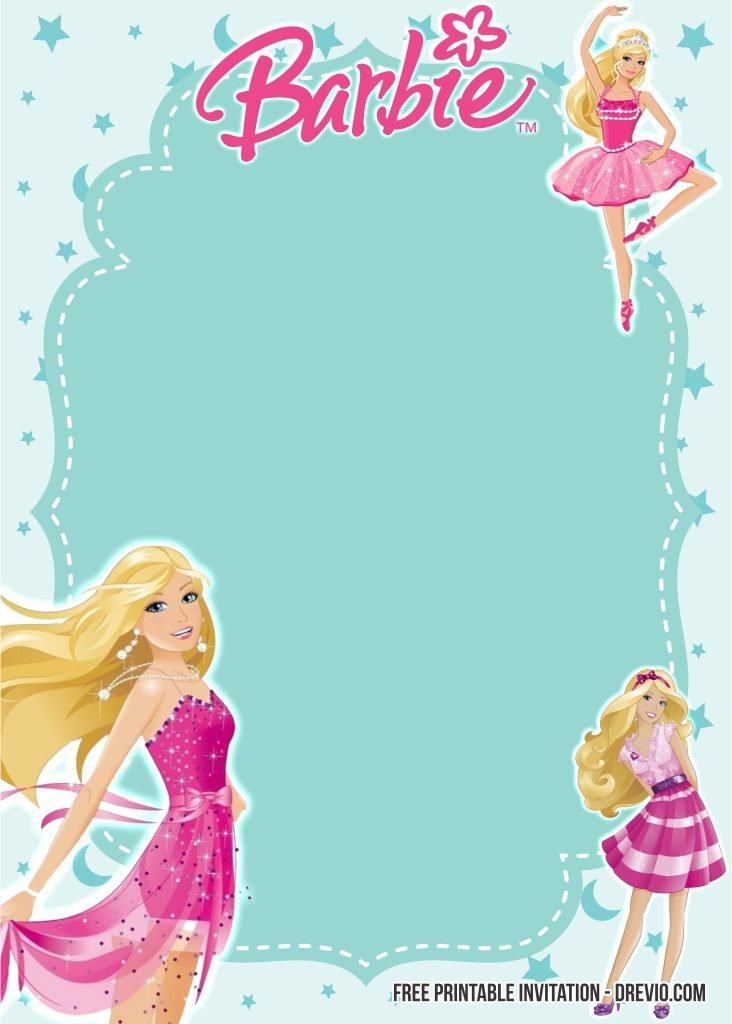 FREE Printable Barbie Birthday Invitation Templates DREVIO