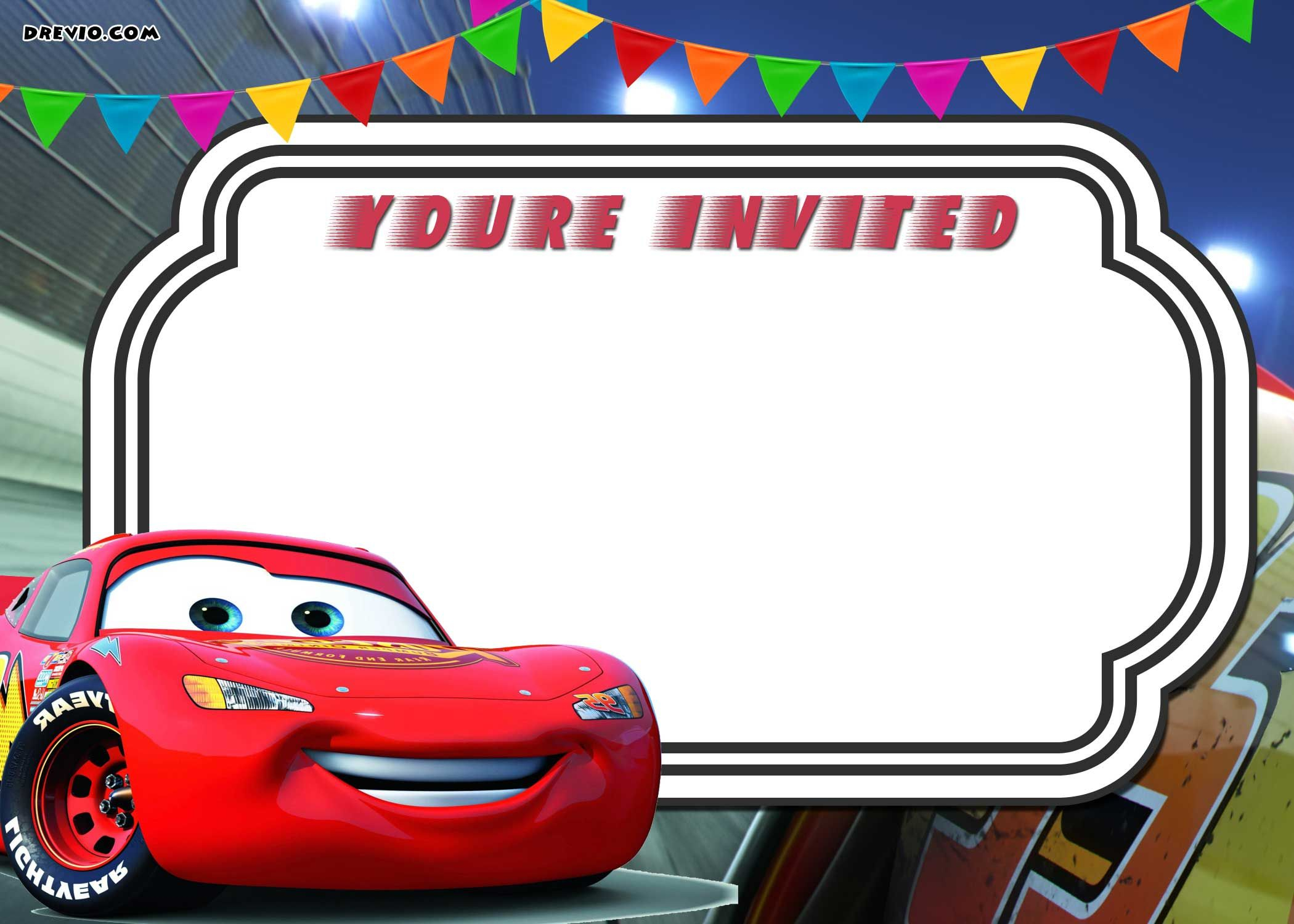 FREE Printable Cars 3 Lightning McQueen Invitation Template Cars