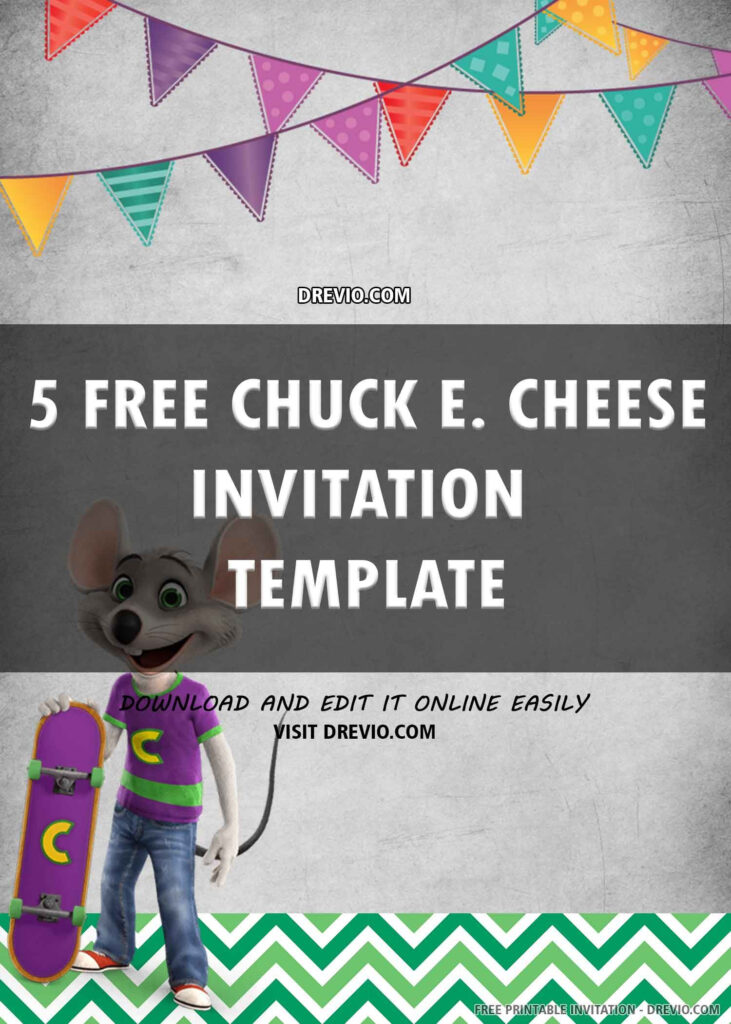  FREE PRINTABLE Chuck E Cheese Birthday Invitation Template DREVIO 