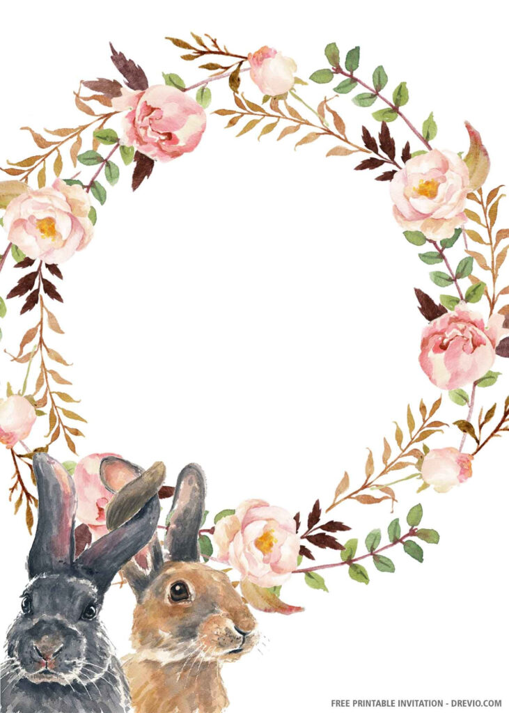  FREE PRINTABLE Cute Bunny Birthday Invitation Template Bunny 