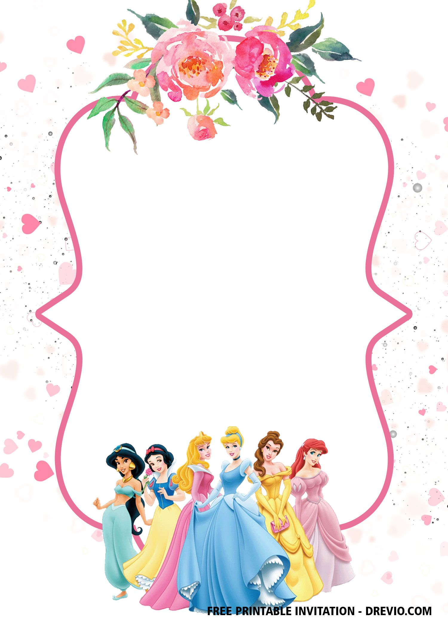 FREE Printable Disney Princesses Invitation Templates Princess