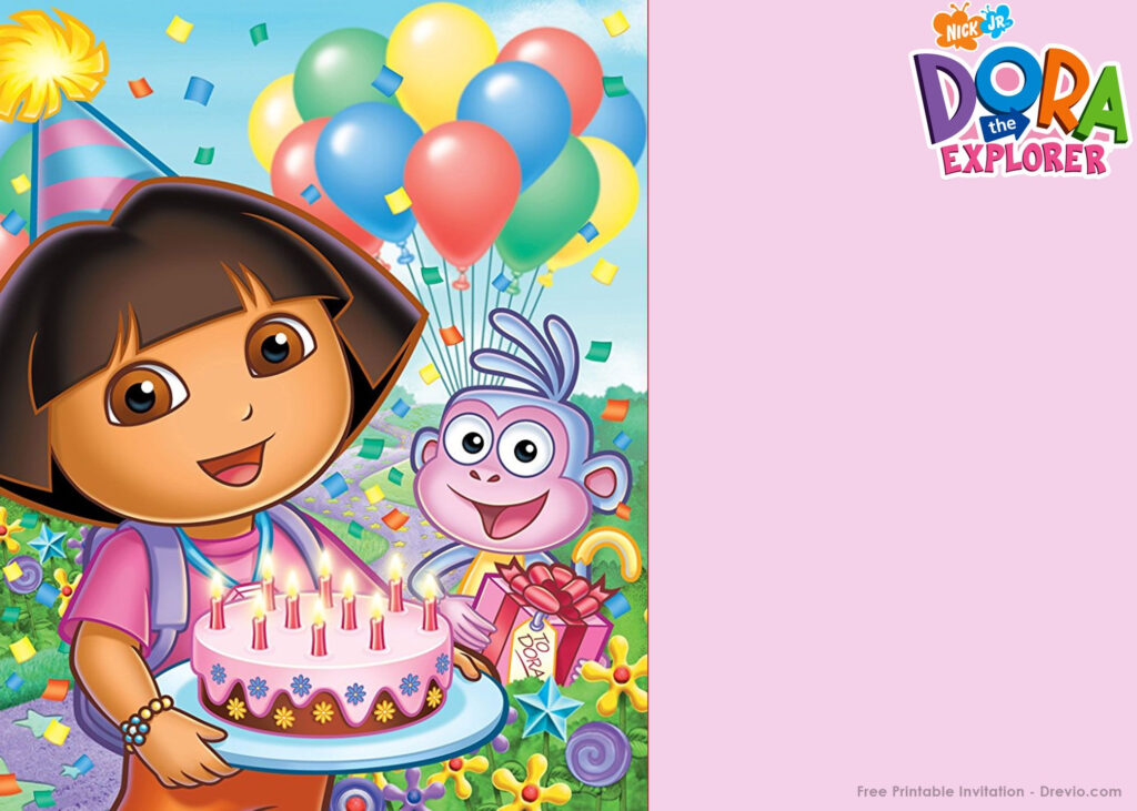 FREE Printable Dora The Explorer Party Invitation Template Party 