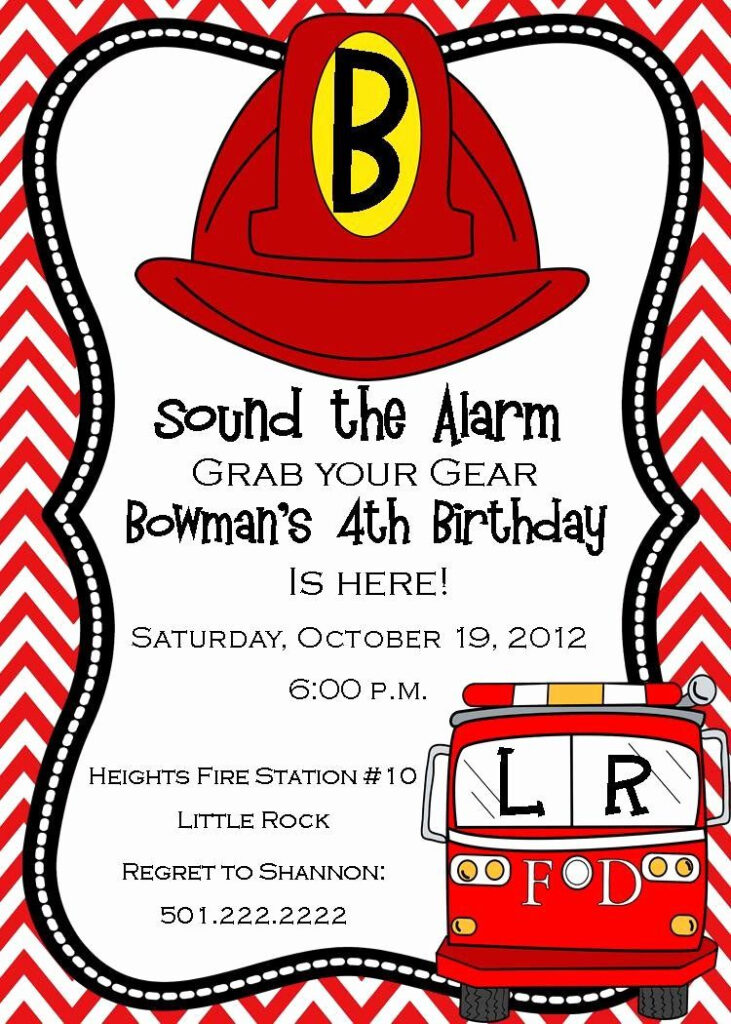Free Printable Fire Truck Birthday Invitation Awesome Fire Truck 