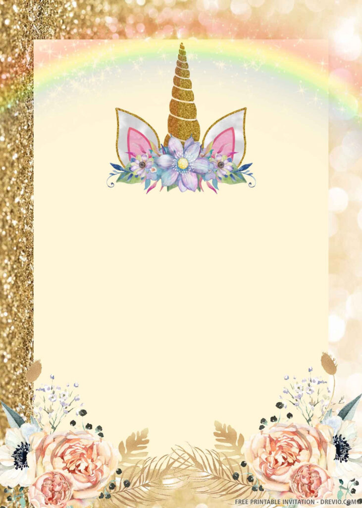  FREE PRINTABLE Magical Unicorn Birthday Invitation Templates 