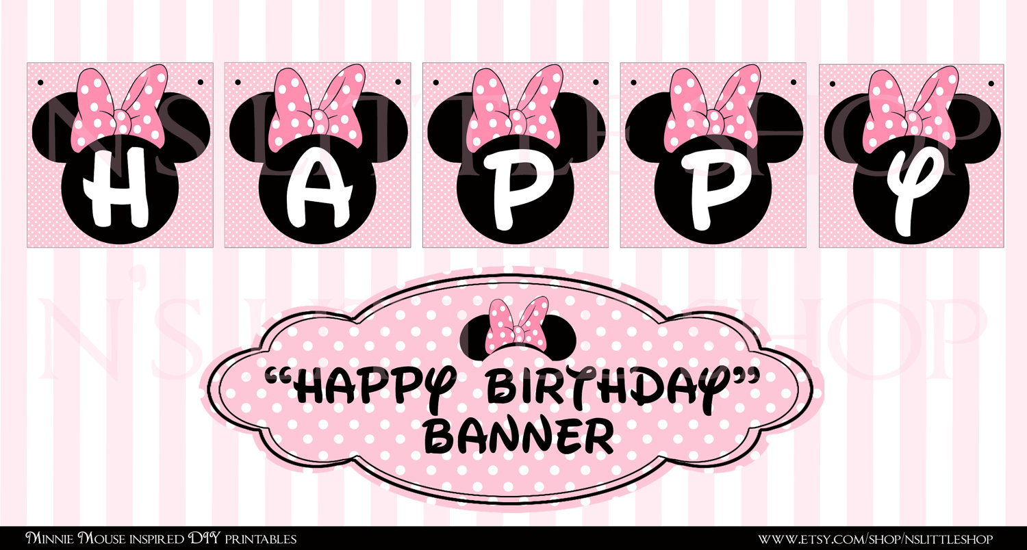 Free Printable Minnie Mouse Birthday Banner