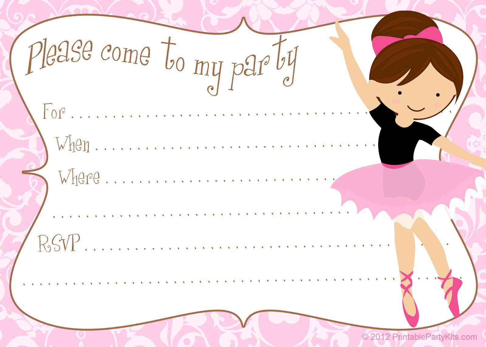 Free Printable Party Invitations Printable Free Ballerina Party Invites