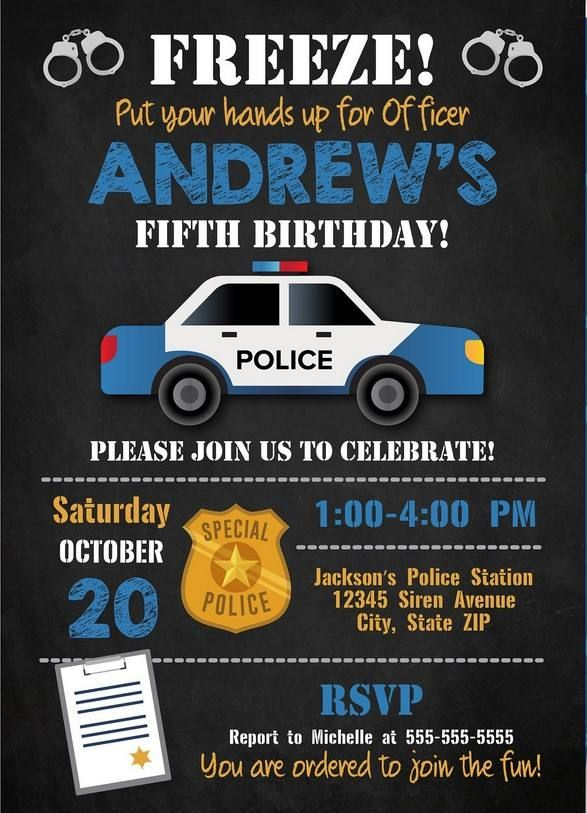 FREE Printable Police Birthday Invitation Template Police Birthday 