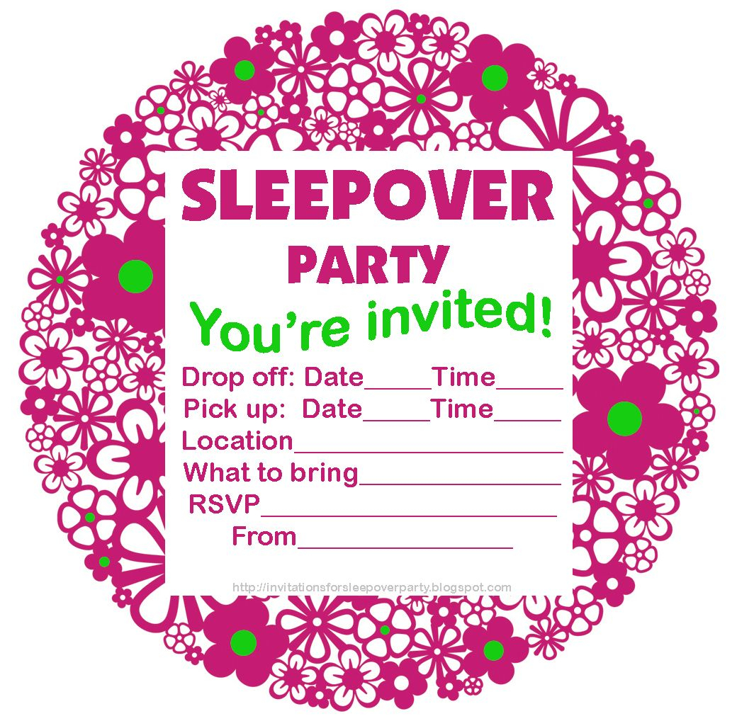 Free Printable Sleepover Party Invitations Hundreds Of Slumber Party