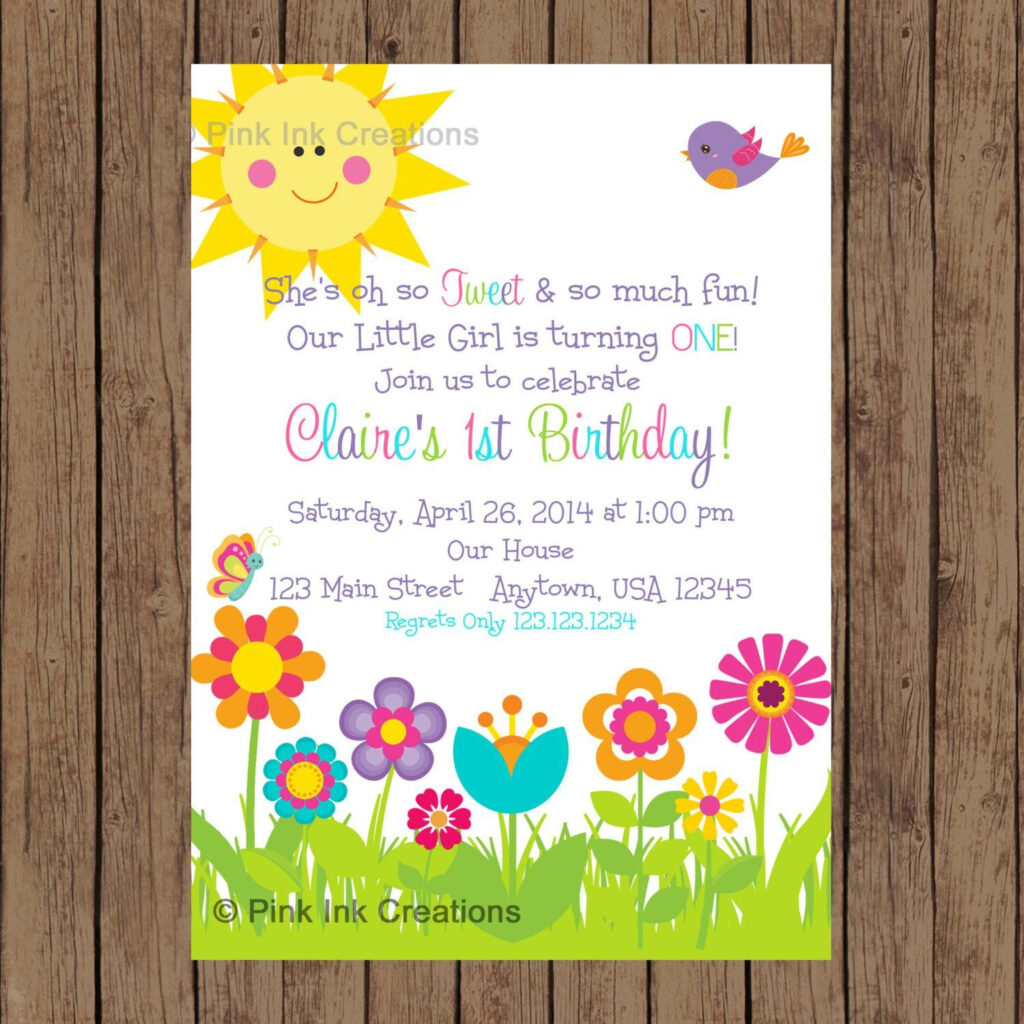 Garden Birthday Party Invitations Babies First Birthday Garden 