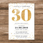 Gold 30th Birthday Invitation A6 Digital File Printable PDF
