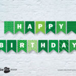 Green Happy Birthday Printable Banner Green Tones Bunting Flags