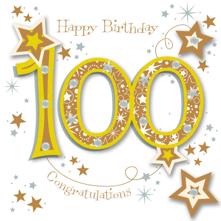 Happy 100th Birthday Handmade Embellished Greeting Card By Printable 