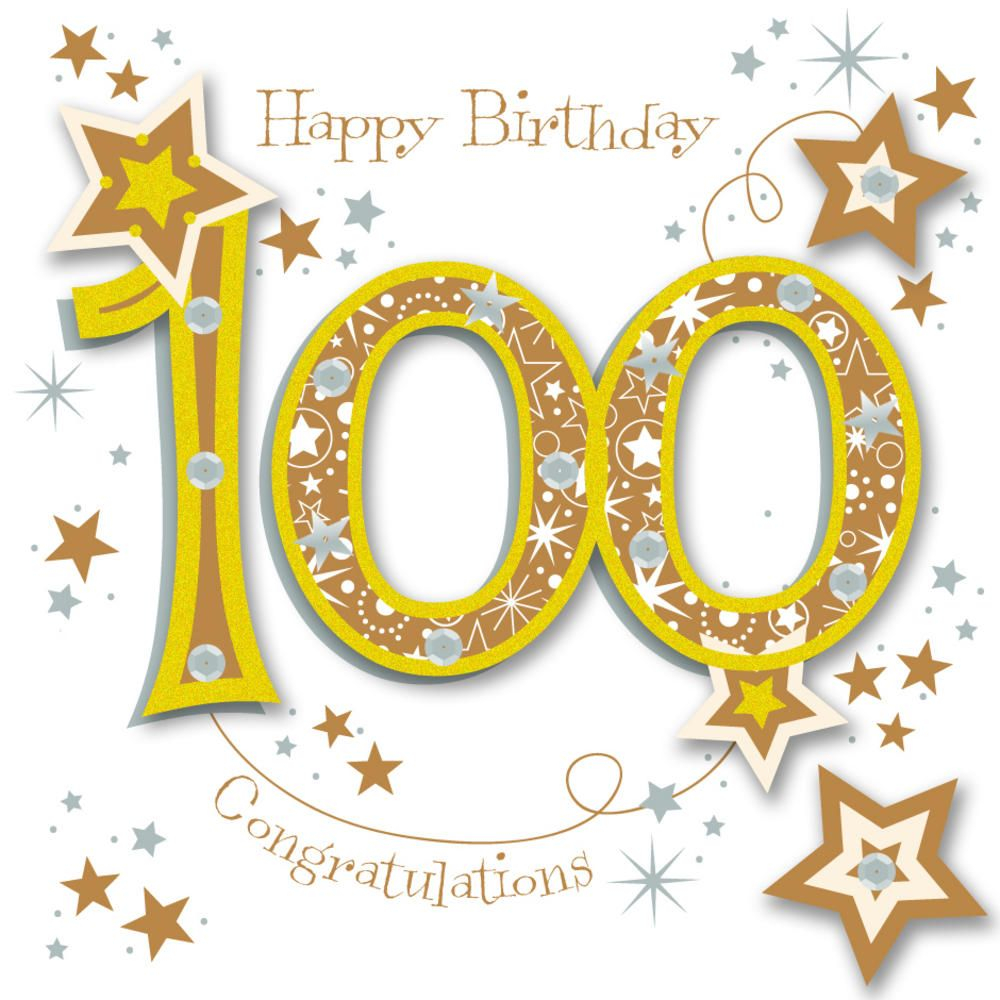 Happy 100th Birthday Handmade Embellished Greeting Card Cards Love 