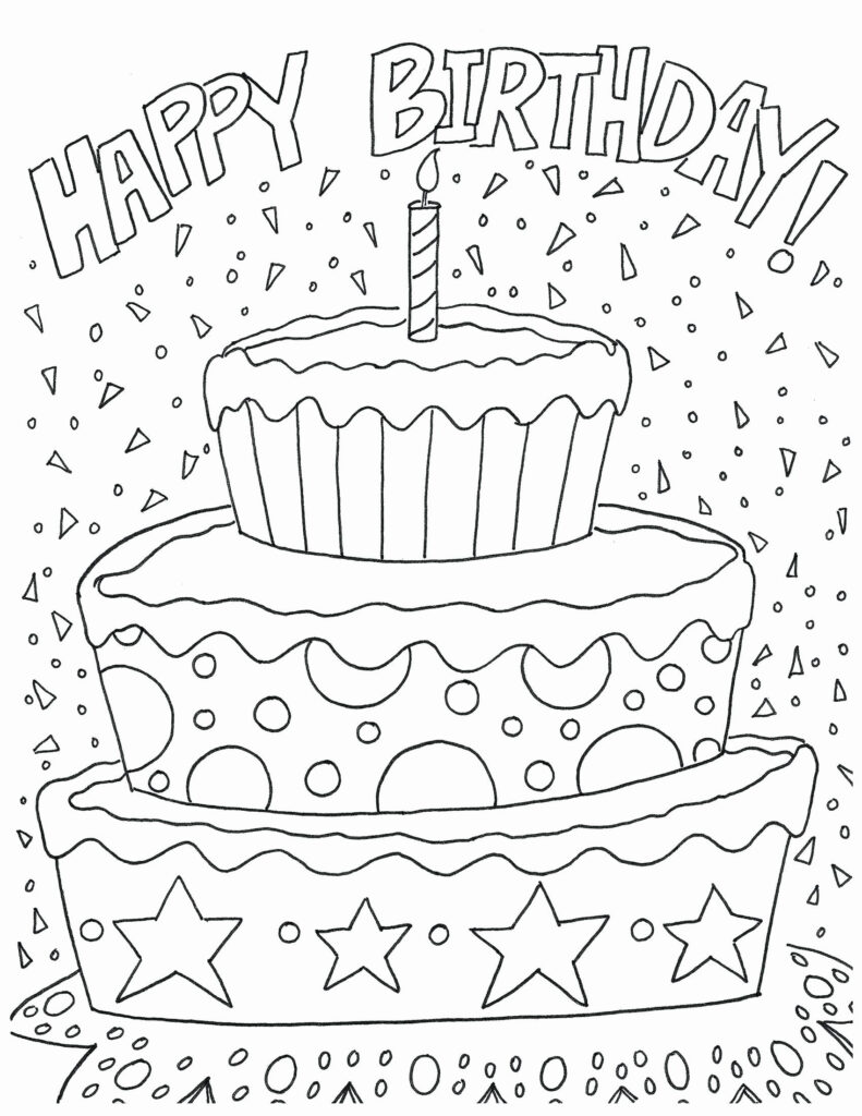 Happy Birthday Adult Coloring Pages In 2020 Coloring Birthday Cards 