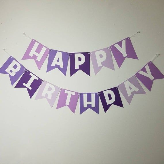 Happy Birthday Banner Purple Banner Purple Ombre Banner Etsy Purple 