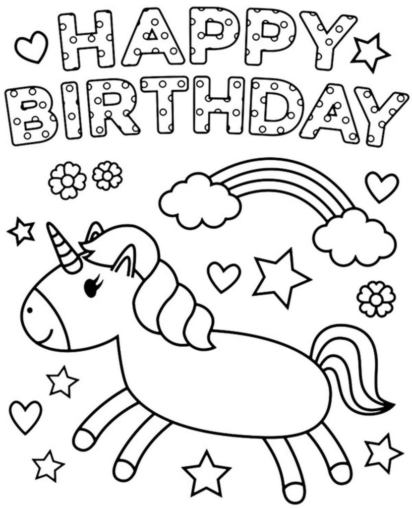 Happy Birthday Card Coloring Book To Print And Download