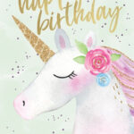 Happy Unicorn Birthday Card Greetings Island Happy Birthday Cards