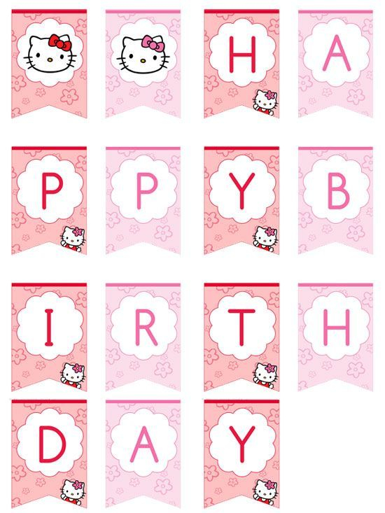 Hello Kitty Happy Birthday Banner By Printabletreats Hello Kitty 