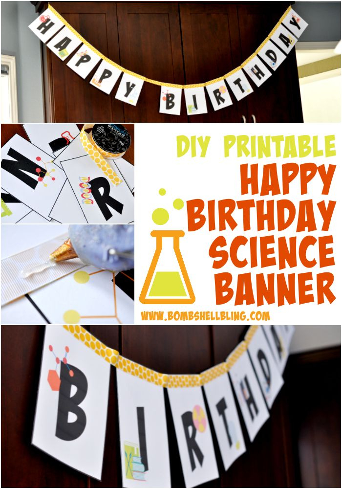 I LOVE This FREE Printable Science Themed Happy Birthday Banner 