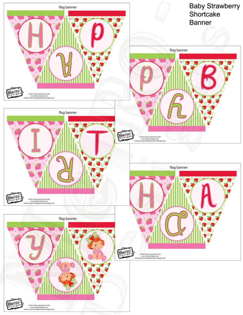 Instant Download Baby Strawberry Shortcake Banner Strawberry 