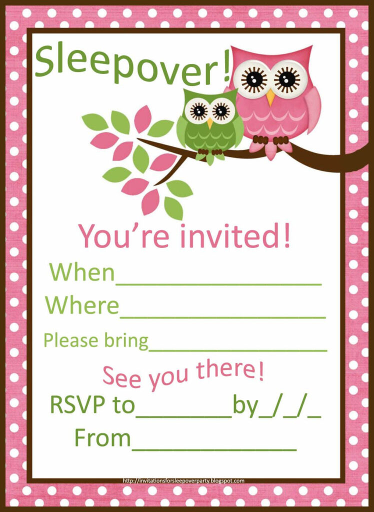 INVITATIONS FOR SLEEPOVER PARTY Sleepover Invitations Slumber Party 