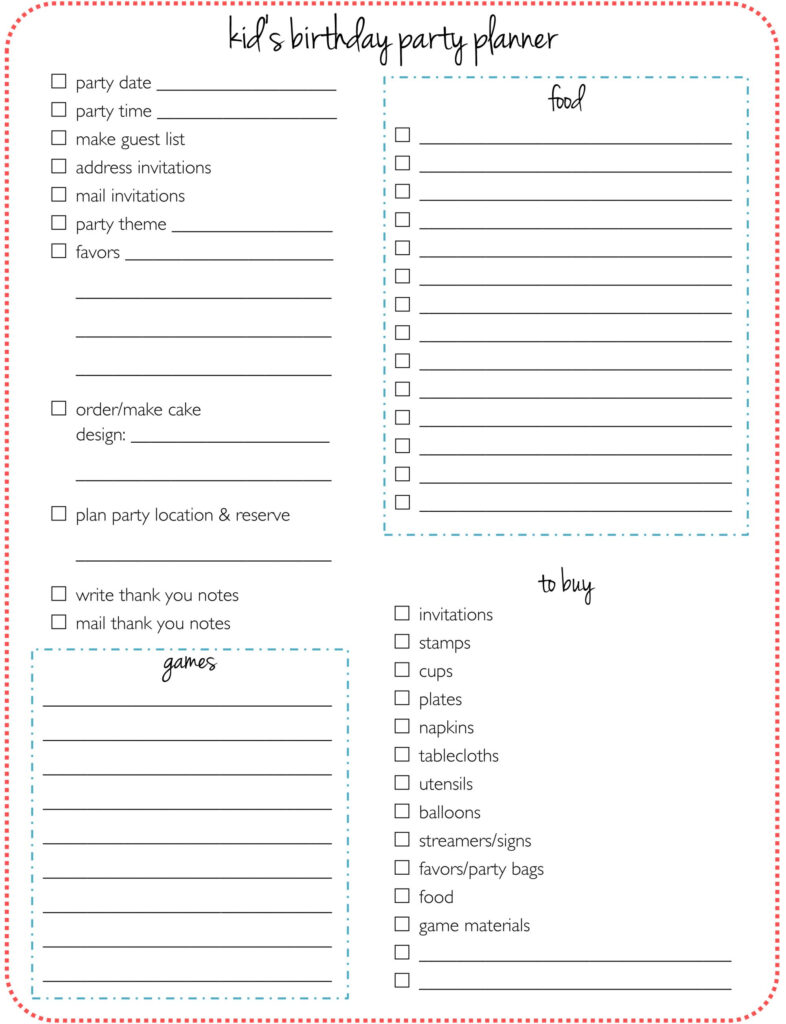 Kid s Birthday Party Planner Party Planner Checklist Birthday Party 