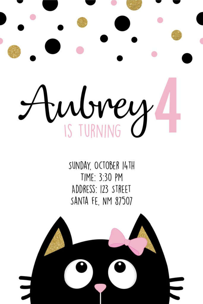 Kitty Cat Birthday Party Invitation Tarjetas Cumplea os Moldes De Caja