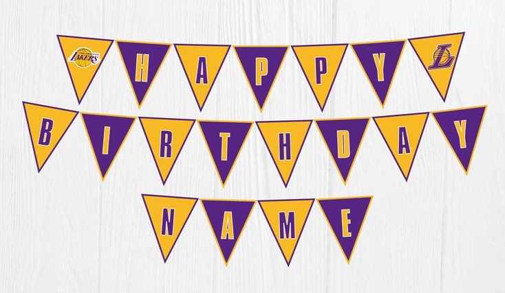 Lakers Printable Birthday Banner Printable Birthday Banner Birthday 