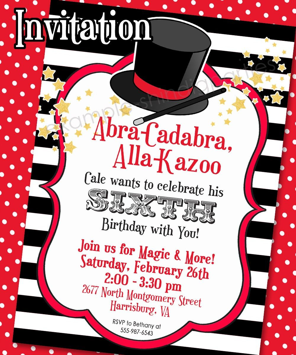 Magic Party Invitation Magic Party Invitation Magician Party Magic