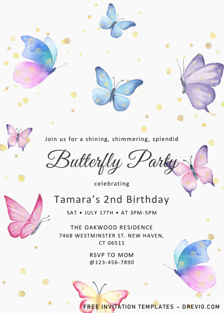 Magical Butterflies Invitation Templates Editable Docx Butterfly 