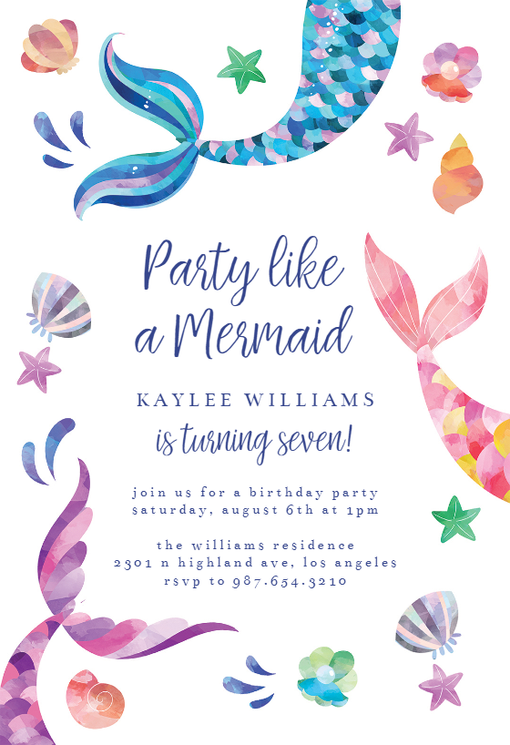 Mermaid Tail Invitaci n De Cumplea os Greetings Island Mermaid 
