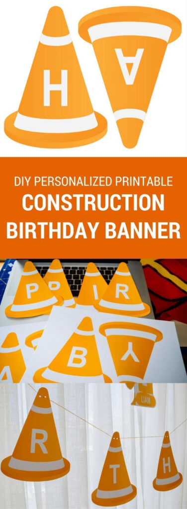 Modern Construction Birthday Banner Printable For A Construction 