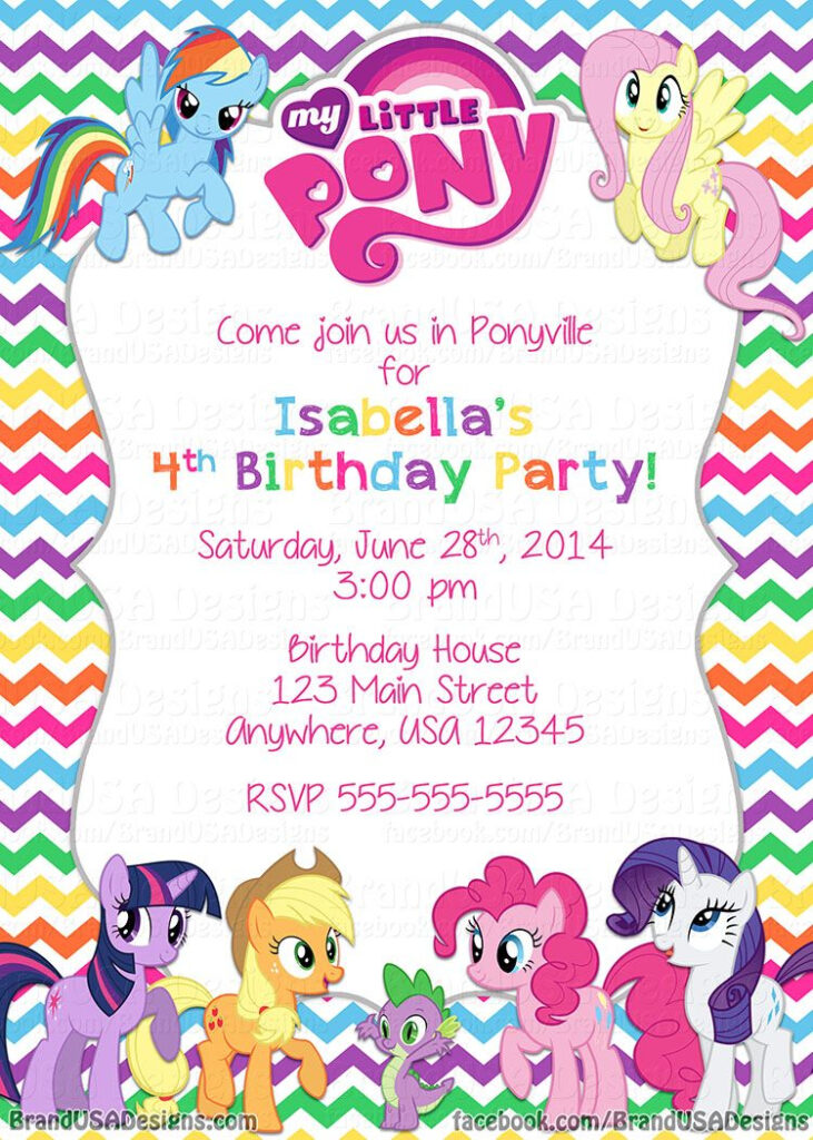 My Little Pony Birthday Invitations My Little Pony Birthday Little 