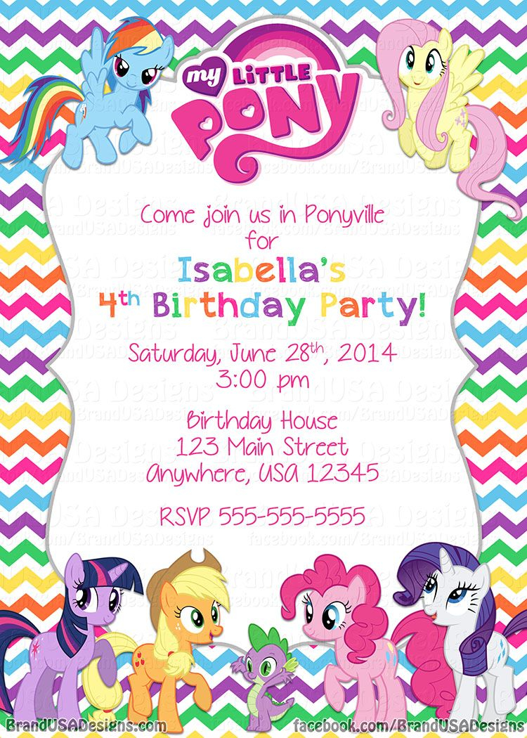 My Little Pony Birthday Invitations My Little Pony Birthday Little