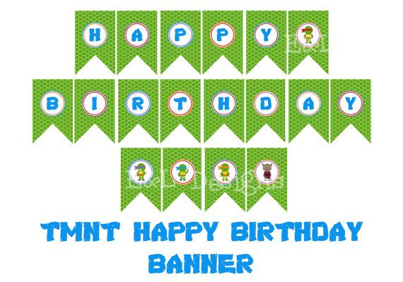 Ninja Turtle Happy Birthday Banner Tortugas Ninjas