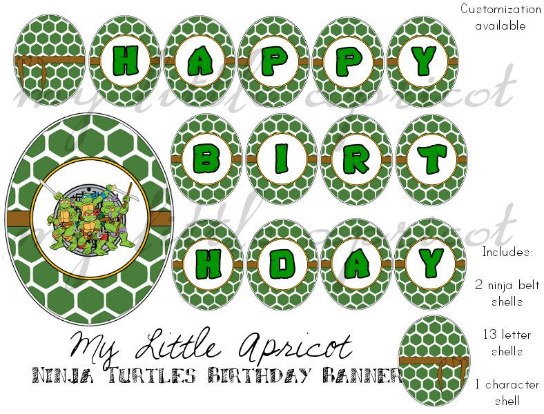 Personalized Teenage Mutant Ninja Turtle Digital Printable Birthday