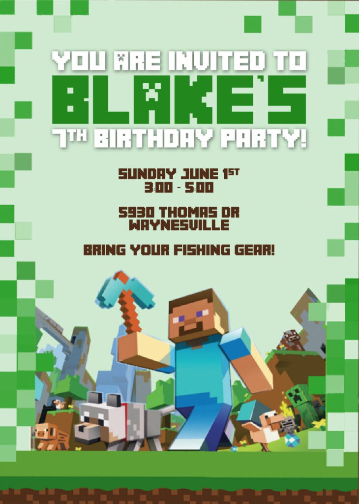 Pin By Ann Marie Trickey On Party Party Invite Template Minecraft 