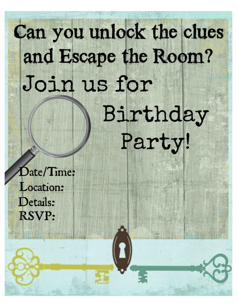 Pin By Kiki On Escape Room Birthday Party Invitations Free 