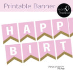 Pink And Gold Glitter INSTANT DOWNLOAD Happy Birthday Banner