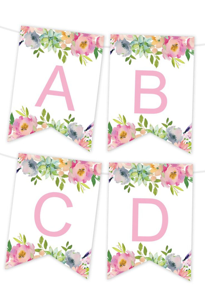 Pink Floral Printable Banner Birthday Banner Free Printable 