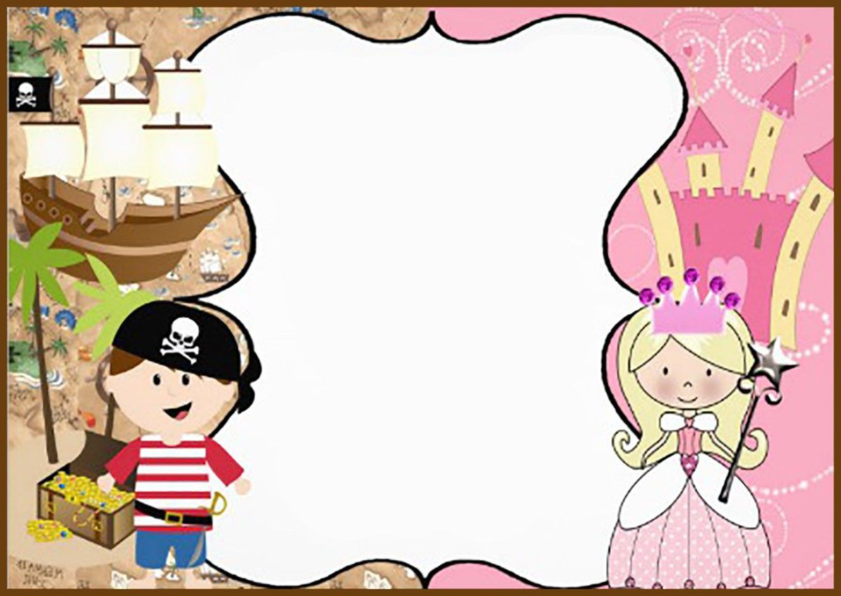 Pirate And Princess Birthday Party Invitation Card Princess Party